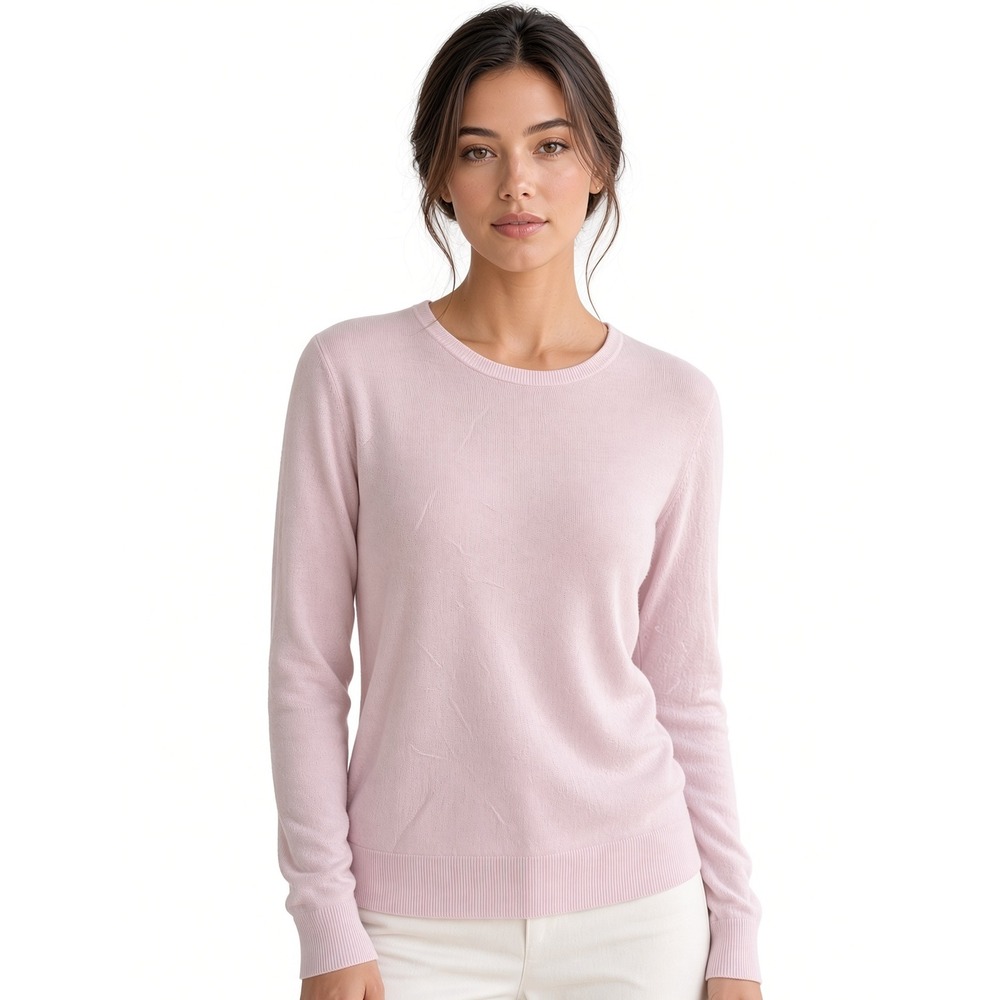 Banana Republic Forever Sweater Pink Crew Neck Cotton Blend Preppy Minimalist L
